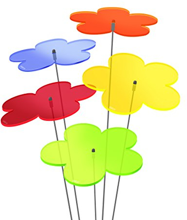 SUNPLAY Sonnenfänger Blumen im FARBMIX, 5 Stück zu je 10 cm Durchmesser im Set + 35 cm Schwingstäbe