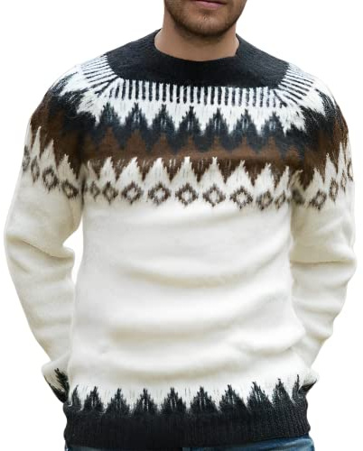 Gamboa Alpaca Maglione Uomo Elegante Manica Lunga Autunno Invernale Pullover Marrone