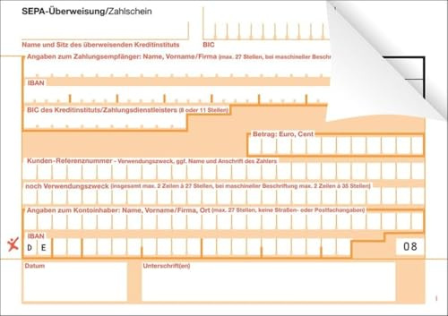 Litfax SEPA-Überweisung Zahlschein 2-fach neutral VE=1000 Stück