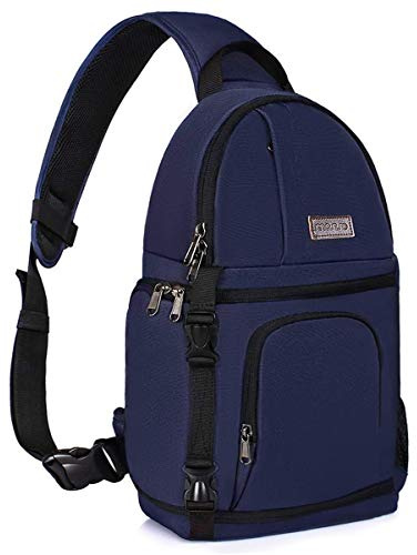 MOSISO Kameratasche Brust, DSLR/SLR/Spiegellose Kamera Rucksack Tasche Stoßfester Fotografie Rucksack mit Stativhalterung & Wechselbare Modulareinsätze Kompatibel mit Canon/Nikon/Sony/Fuji, Navy Blau