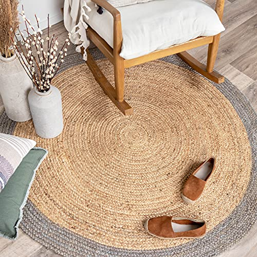 FRAAI | Home & Living Jute Teppich Rund - Fair Natur Grau - Ø 140 cm