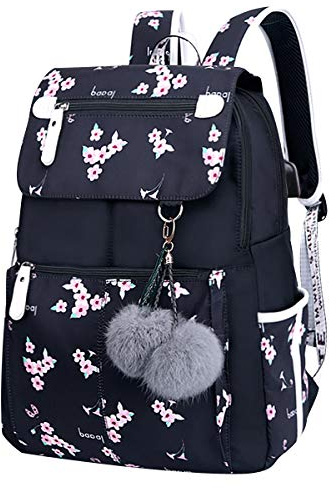Sac à Dos Scolaires Collège École Lycée Fille Ado Cartable, Daypack USB Port de Charge, Grand, Femme Ville Voyage Loisir Collégienne