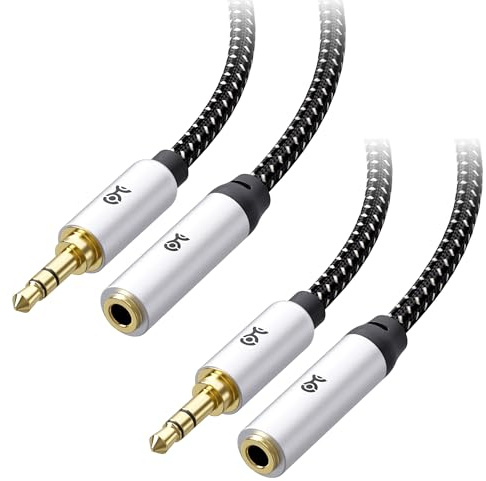 Cable Matters 2-Pack Headphone Extension Cable (3.5mm Extension Cable) in Black – 15 Feet / 4.5 Meters