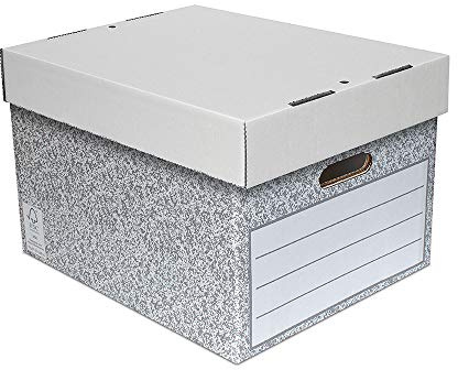 SUMMIT Large Archive Storage Boxes with Lids – Pack of 5, Durable Recycled Cardboard for Office, Home & Moving, Easy Assembly, 38.1 x 25.2 x 32.7 cm