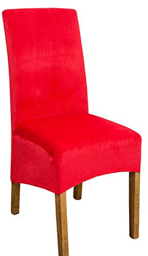 GEBIN Velvet Stretch Stuhlbezug 2/4/6 Stück, Stuhlhussen Stretch Hussen Für Stühle Sesselhussen Esszimmer Elastisch Sessel Stuhlbezüge Protector Chair Cover (2 Stück,Rot)