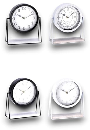 KORAT Orologio da Tavolo in Ferro, Design Moderno e Minimal, con Supporto in Metallo Verniciato, Quadrante Analogico Silenzioso, Dimensioni 18x6x21 cm, Ideale per Soggiorno, Ufficio o Camera, Regalo