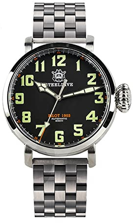 Steeldive SD1903 Edelstahl Diver NH35 automatische mechanische Herrenuhren, luxuriös, C3, leuchtendes Saphirglas, Stahlband, Taucher, mechanisch, Stahlarmband, Taucher, mechanisch