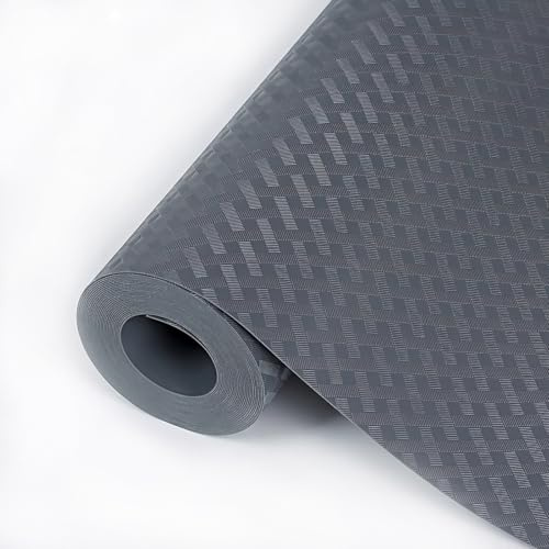 Hersvin Schubladenmatte 40cmx450cm Schrankpapier Schubladeneinlage Eva Wasserfest Nicht Klebende Unterlage Teppich für Küchenschränke (Grau/Gekreuzte Streifen)