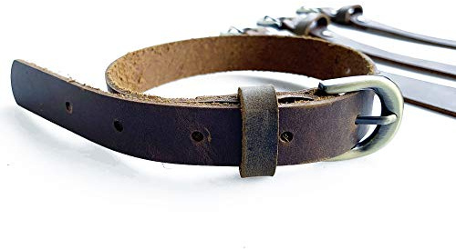 Genuine Leather Straps (4 Pack),Leather Cinch Straps, Multipurpose Quality Hook and Loop Cable Tie Down Straps with Metal Buckle Adjustable Length