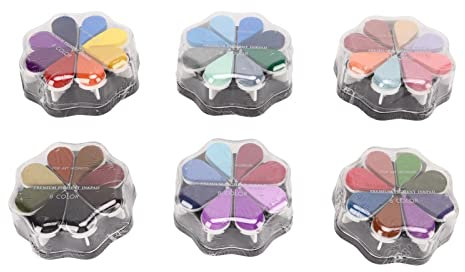 Pssopp 48 Metallic-Farben Stempelkissen Finger Farbverlauf Stempelkissen DIY Färben Blumenförmige Stempel Stempelkissen für Kartenherstellung Handwerk