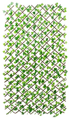 The Secret Home - Celosía Extensible de Madera con Hojas - Enredadera Horizontal o Vertical - Decoración para Interiores o Exteriores - Ideal para Jardín, Terraza o Balcón (Modelo 5-200x100 cm)