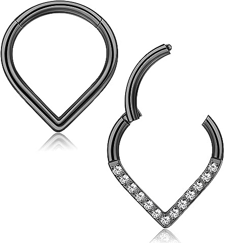 ADRAMATA G23 Titan Septum Piercing för Kvinnor Män 16G Piercing V-formad näsa Läpp Rook Conch Trago Brosk Helix Piercing Hypoallergen Daith Piercing, 16G, Titan