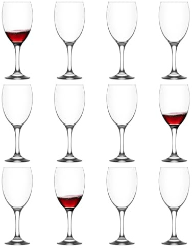 LAV 12x 590ml Empire Red Wine Glasses - Large Dishwasher Safe Glass Wedding Christmas Birthday Party Drinking Glassware Goblet Gift Set