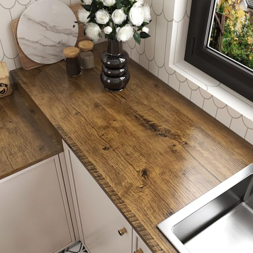 Yullpaper Tapete Holzoptik Braun Arbeitsplatte Folie Küche Klebefolie Holzoptik Vintage Wand Tapeten Selbstklebende Folie Holzoptik Abwaschbare Klebefolie Möbel Schrank Folie Selbstklebend 40 X 300cm