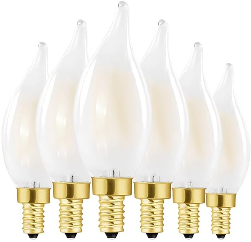 HOMOSUM E12 LED Bulb 60 Watt, Frosted Candelabra LED Light Bulbs, Dimmable Chandelier Light Bulbs, Neutral White 4000K,6W, AC120V,Small Base Type b Led Bulbs(6 Pack) (6w-4000k(Neutral White))