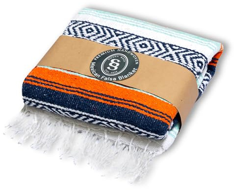 Sierra Baja Mexican Throw - 78'x57', Perfect for Yoga, Outdoors, Heavy & Thick, Orange, 1 Pc