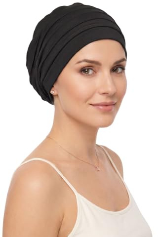 Deresina Harmony Turban Bambou Volume – Couvre-Chef Chimiothérapie Femmes | Pré-coiffé, Couverture Totale, Antidérapant pour Perte de Cheveux & Alopécie (Black - Taille unique)