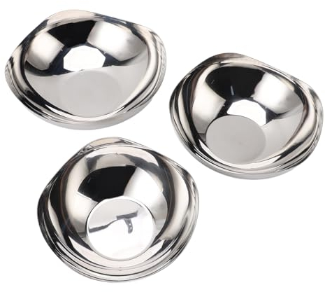 Luocute Juego de 3 Ensaladeras de Acero Inoxidable de Primera Calidad, Cuencos para Servir Arroz, Ensaladeras de Forma Irregular, Juego de Cuencos para Servir para Cocina, Cuencos de