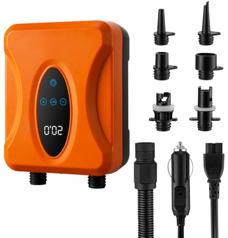 20PSI Hochdruck Elektrische Smart SUP Luftpumpe, 12000mAh Akku-betrieben, Dual Stage Inflation & Deflation, Auto-Off, 12V DC & USB Kabel für Paddle Boards, Surfen Kite, Zelt, Matratze (Verkabelt)