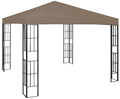 vidaXL Belvédère Tonnelle de Jardin Pavillon de Patio Chapiteau d'Extérieur Belvédère de Jardin Tente de Réception Terrasse Pique-Nique 3x3 m Taupe