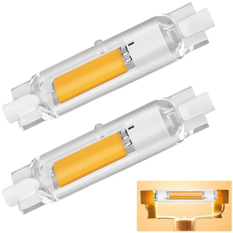 AMMQEG Lampadina LED R7S 78mm Dimmerabile, R7S LED 78mm 15W 3000K Bianca Calda 1500LM, Equivalenti a 150W Lampada Alogena, Angolo 360, Nessun Sfarfallio Lampada, Confezione da 2