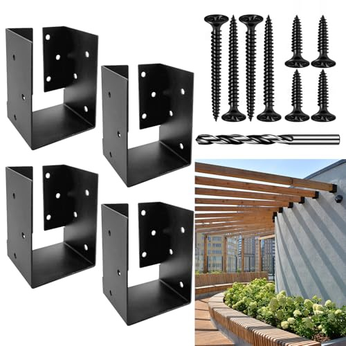 DEVALLEY Concealed Joist Hanger Brackets, Woodwork Concealed-Flange Hanger for 4 x 6”(Actual:3.5 x 5.5“) Lumber,U-Shaped Joist Steel Bracket for Wood Fence,Porch,Swing,Handrails(4Pack)