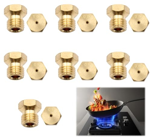 VEGCOO 7 Pcs Gicleur Gaz Butane Universels - Kit de Conversion Avec Injecteurs 0.5x1, 0.65x1, 0.7x2, 0.87x2, 1.02x1 - Pour Plaques de Cuisson à Gaz Ville et Bouteille