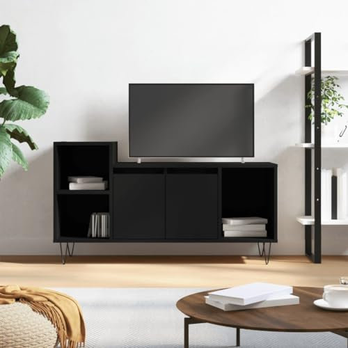 puraday TV-Schrank Wohnzimmer Holzwerkstoff 100x35x55 cm Schwarz Schlafzimmer Stereoschrank Stilvollen Fernsehschrank 5 Fächern TV-Regal TV-Möbel Reichlich Stauraum