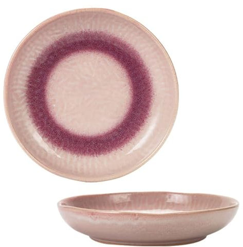 TENGJUN Cuencos para Ensalada de cerámica Grandes para Servir, Cuenco para Servir Ensalada de Pasta Colorido, Plato Hondo para Sopa, Juego de 2, Rosa, 750 ml