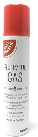 1 Stück Gut & Günstig Feuerzeuggas Feuerzeug Gas 100 ml mit diversen Kunststoffaufsätzen / -adaptern für spezielle Feuerzeugmodelle