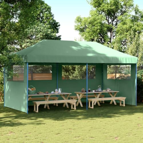 Tendone per Feste Pieghevole Pop-Up con 3 Pareti Verde (29,05KG)