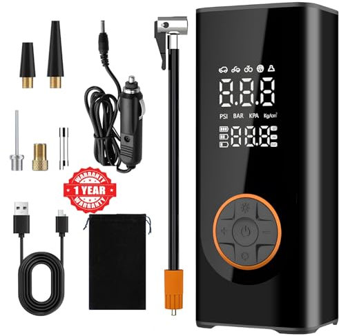 MAPASU Tyre Inflator Air Compressor – Car Tyre Pump 150 PSI with Digital Pressure Gauge, Auto Shut-Off, Portable Tyre Inflator for Car,Bike,Motorcycle