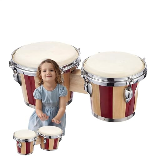 Träbongos, Bongo Wood Bongo | Handtruminstrument i trä | 6 tum och 7 tum bongos, pedagogiskt slagverksinstrument för vuxna
