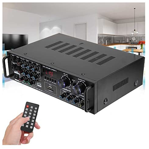 200. 0W 5CH. Casa HiFi. Amplificatore digitale Bluetooth 5.0 Audio Power Audio Amplificatore Amplificatore Stereo Karaoke AMP Subwoofer AV-6060BT.,Controllo Facile Dell'Equilibrio