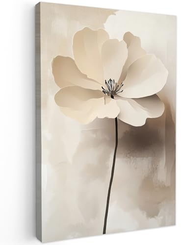 MuchoWow© Impression sur Toile Decoration Murale Peinture Tableaux | 80x120 cm - Decoratifs Muraux Déco Chambre Tableau Salon Fleur - Beige - Ombre