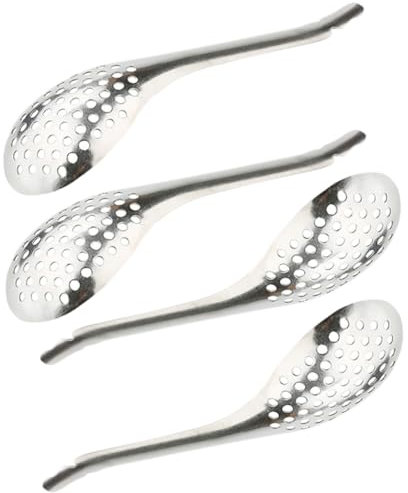 Mobestech 4Pezzi Cucchiaio Filtrante per Acciaio Inossidabile da Design Ergonomico per Cucina Accessorio per Sferificazione e Presentazione Dei Gourmet