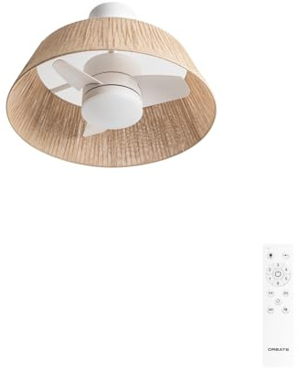 CREATE / WIND LAMP NATURAL WOVEN/Ventilador de techo con luz con mando / 25W. Programable. Ø60 cm. función verano-invierno. luz led 3 temperaturas. cuerpo de cuerda. flujo aire concentrado