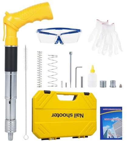 Relogic Manual Steel Nails Gun Tool Concrete Nail Gun Rivet Tool 5 Speed Adjustable Portable Nail Wall Shooting Machine Fastening Tool for Cement Wall Household Metalworking