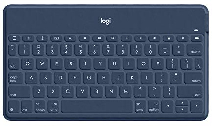 Keys-To-Go Teclado Bluetooth inalámbrico para iPhone, iPad, smartphone, tablet, Windows, Apple TV, ultrafino, ultraligero, diseño QWERTY UK, color azul (renovado)