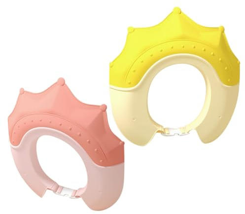 WEKAMOS Badekappen im Kronendesign für Kleinkinder aus Kunststoff 2 Stück mit Ohrenschutz Tragbare und Duschhauben für Baden und Duschen