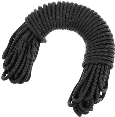 QWORK® Corda in Nylon - 6mm x 20m - Polipropilene Nero Multiuso per Attività All'aperto