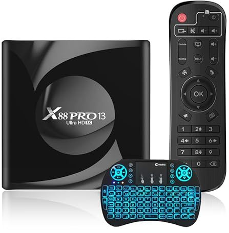 CHROX Android 13.0 TV Box 2025, 4K/8K HDR RK3528, Supporta WIFI6 2.4G/5Ghz Dual-WiFi Bluetooth 5.0 3D HDR10 Smart TV Box con Mini Tastiera Wireless,4gb+32gb