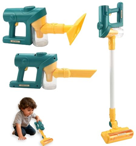 XUXLEKK Aspirapolvere Giocattolo Bambini, 3-in-1 Aspirapolvere Bambini, con aspirazione funzionante, Gioco di Ruolo e Regalo Compleanno dai 3 ai 6 Anni
