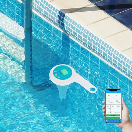 Bluetooth Schwimmbad Wasserprüfer 6-in-1 Digitaler Wassertester mit App-Anbindung für PH/EC/TDS/ORP//TEMP/Restchlor