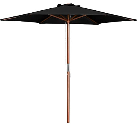 QYYZTQY 2.4M Garden Wooden Sun Shade Outdoor Cafe Parasol Canopy Patio Umbrella