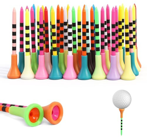 GFUEIGJ 60 Stück Golf Tees Kunststoff 83mm Golf Tees Plastik Golf Zubehör für Abschlag und Übungs, Geschenk für Golfer oder Familie