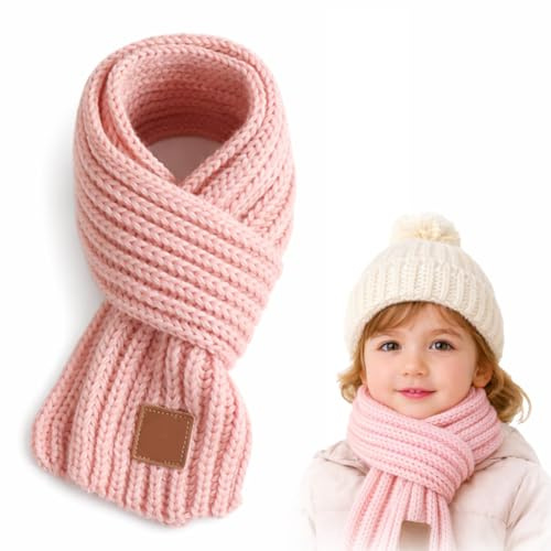 RubyTint Soft Warm Knit Winter Scarf for Kids – Cozy Knitted Neck Warmer Wrap for Boys and Girls, Lightweight Soft-Touch Scarf for Children, Ideal for Cold Weather and Outdoor Use #pink
