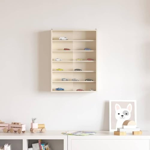 Frdhee Kitchen Shelf, Wooden Collector's Display Cabinet with Shelf, Brown, 40 x 8.5 x 54 cm, Plywood, Wall Bracket for Living Room, Bedroom, Bathroom