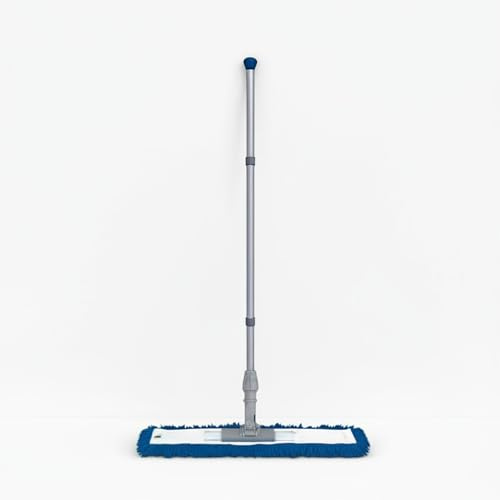 Abbey 60cm Flat Mop for Floor Cleaning - Heavy Duty Commercial Blue Sweeper Mop Kit with Handle and Frame - Floor Dusters for Wooden Floors and Hard Floors