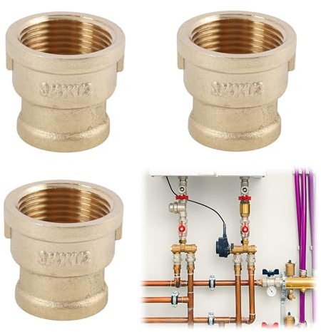3 manicotti di riduzione in ottone da 1/2 a 3/4, raccordo filettato femmina per reduziermuffe muffe, reduzierung 1 /2zoll auf 3/4 zoll, wasserrohr e Reduzierstück installazione facile